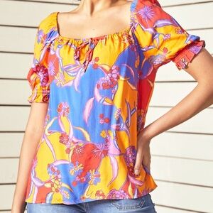 NWT Modcloth Colorful Floral Blouse Sz M